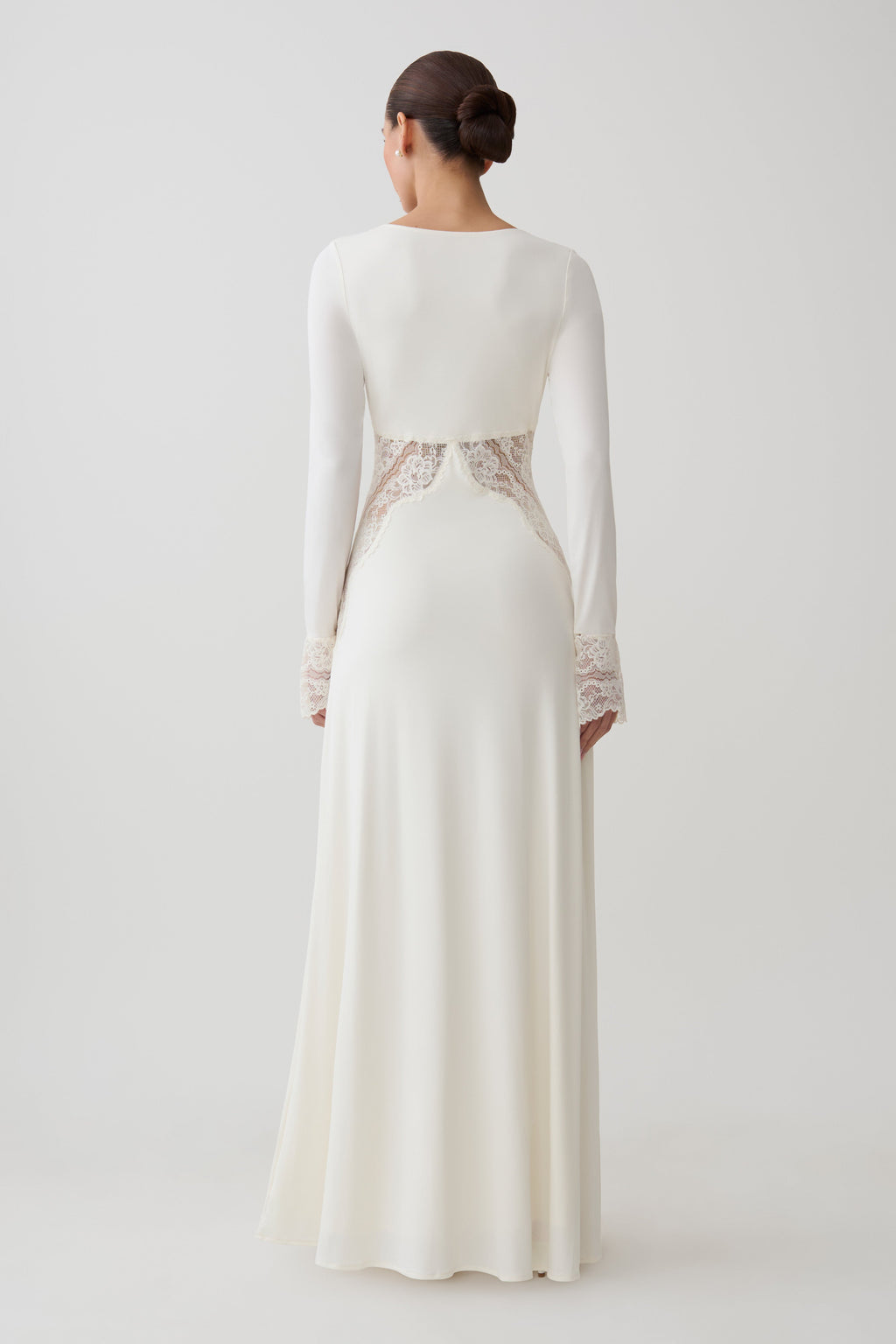 Elethea Lace Slinky Maxi Dress in Ivory – Chic&Drifts