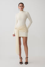 Grayson Knit Chiffon Mini Dress in Buttercream – Chic&Drifts