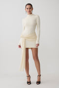 Grayson Knit Chiffon Mini Dress in Buttercream – Chic&Drifts