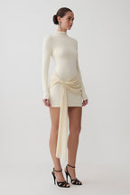Grayson Knit Chiffon Mini Dress in Buttercream – Chic&Drifts