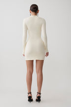 Grayson Knit Chiffon Mini Dress in Buttercream – Chic&Drifts