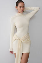 Grayson Knit Chiffon Mini Dress in Buttercream – Chic&Drifts