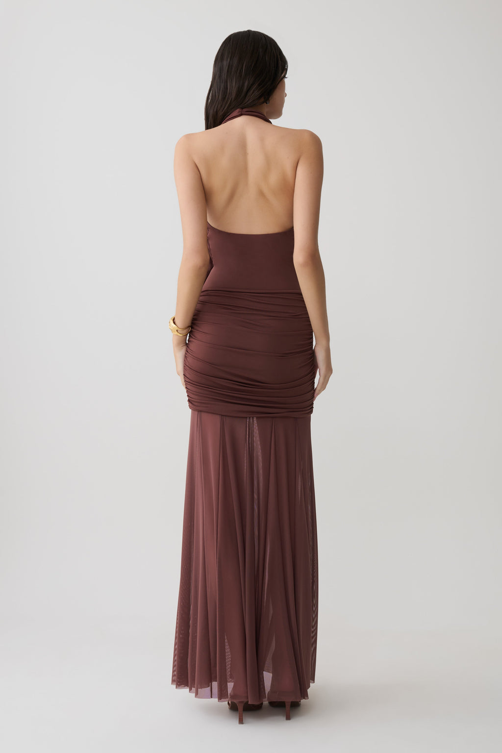 Jorja Draped Halter Slinky Maxi Dress