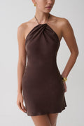 Maggie Cupro Halter Mini Dress