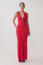 Pippa Floral Knit Maxi Dress in Pomegranate – Chic&Drifts