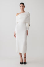 Corinna Modal One Shoulder Midi Dress in White – Chic&Drifts