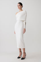 Corinna Modal One Shoulder Midi Dress in White – Chic&Drifts