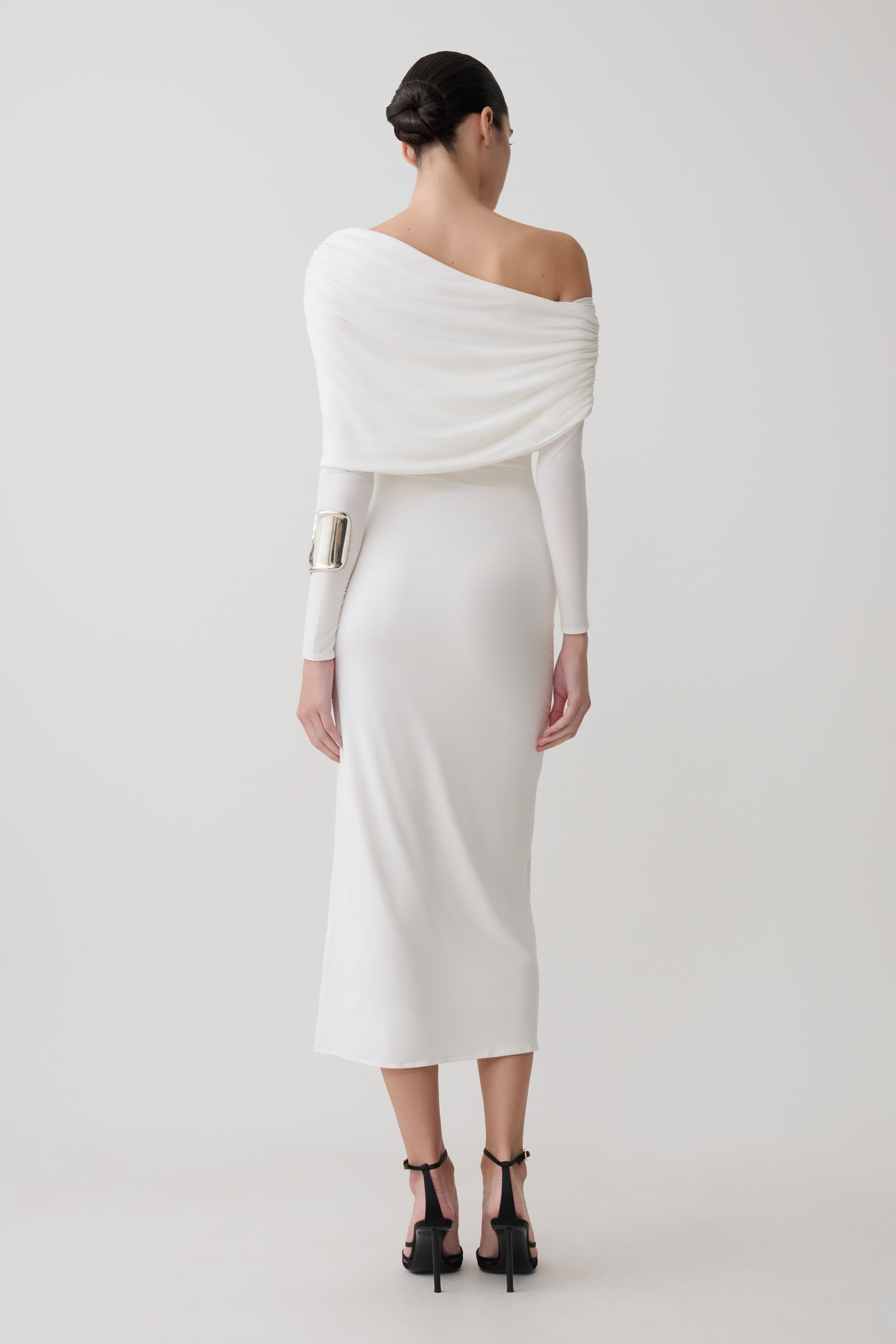 Corinna Modal One Shoulder Midi Dress in White – Chic&Drifts