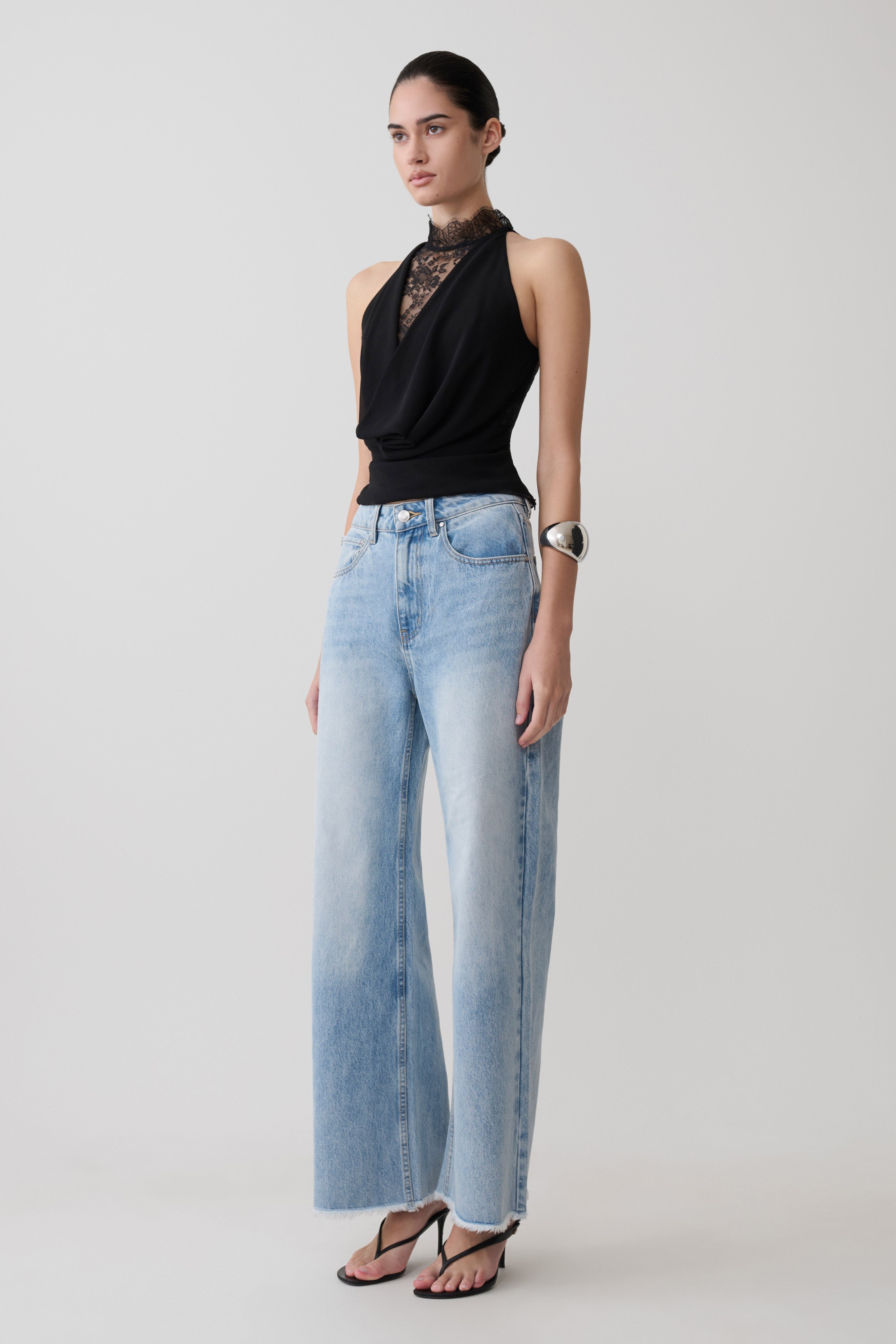 Arra Chiffon & Lace Halter Top in Black – Chic&Drifts