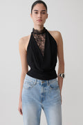 Arra Chiffon & Lace Halter Top in Black – Chic&Drifts