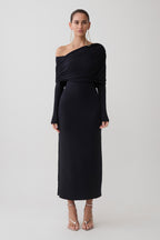 Corinna Modal One Shoulder Midi Dress in Black – Chic&Drifts
