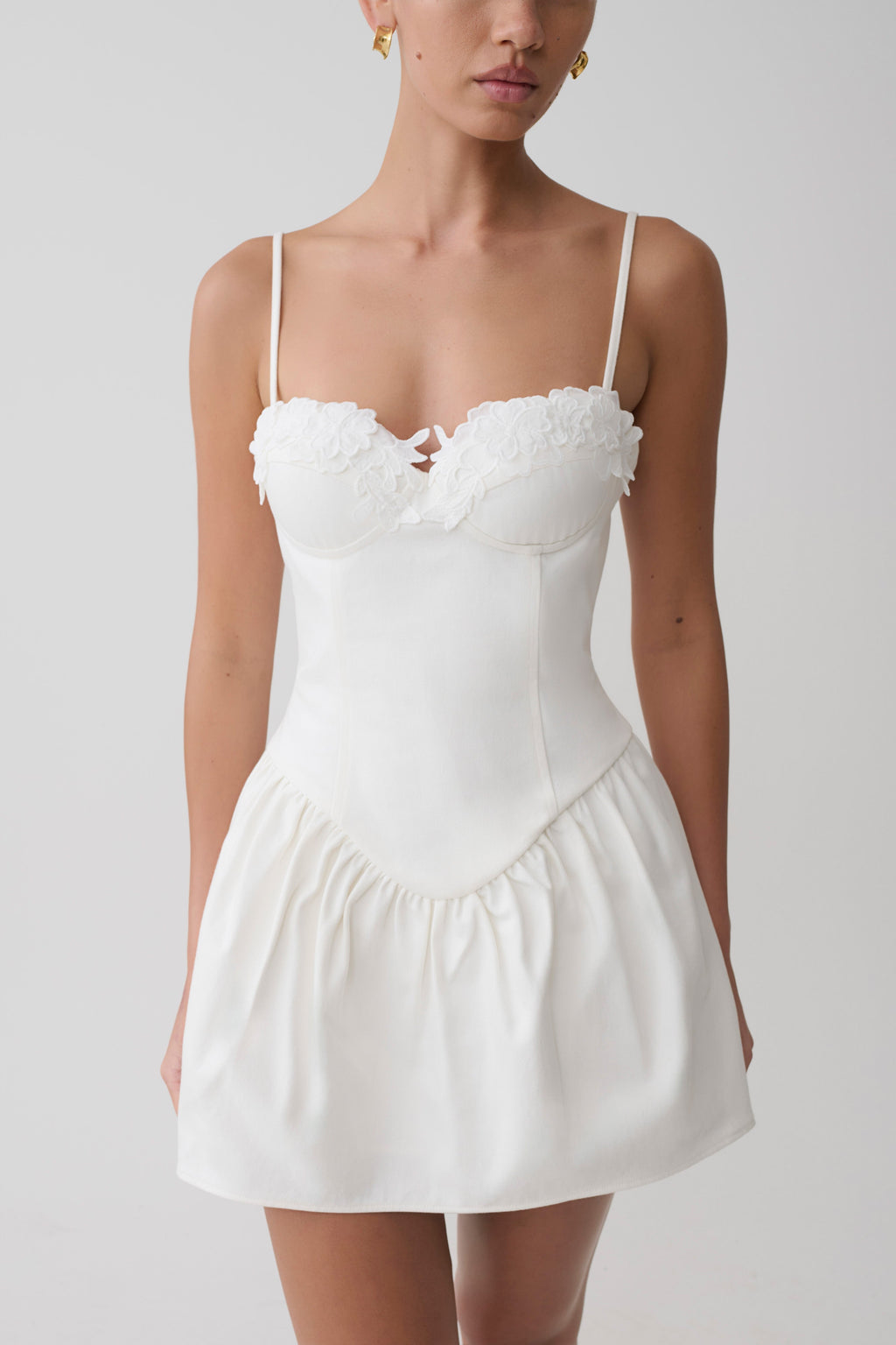 Emary Applique Denim Bustier Mini Dress