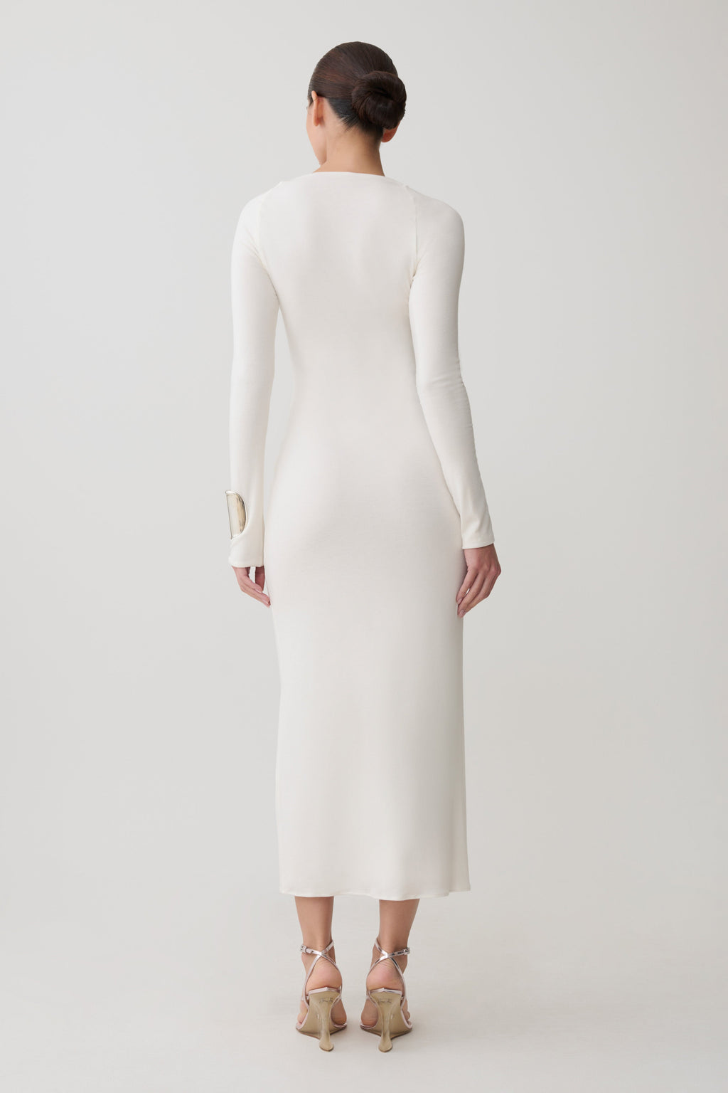 Freja Long Sleeve Wool Midi Dress in White – Chic&Drifts