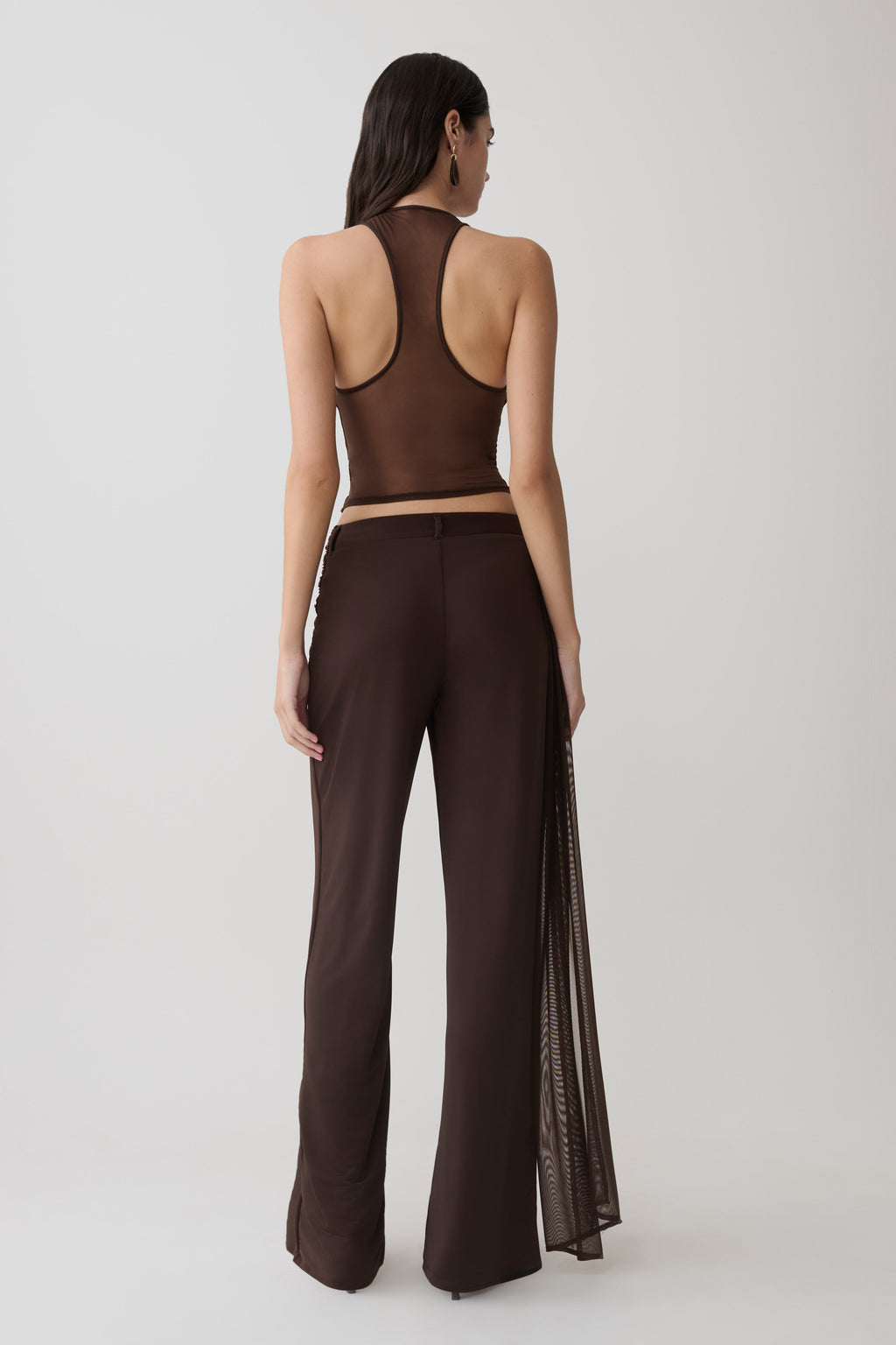 Aspyn Slinky Gathered Wide Leg Trousers - Chocolate