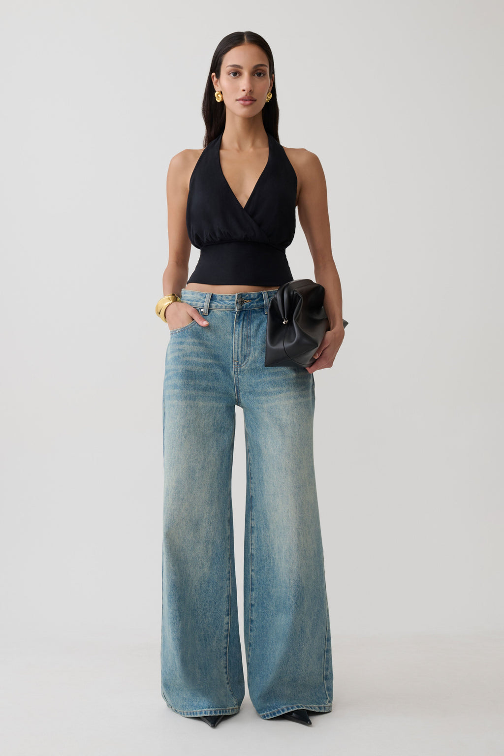 Jina Draped Halter Top in Black – Chic&Drifts