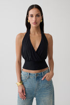 Jina Draped Halter Top in Black – Chic&Drifts