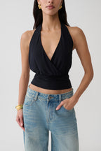 Jina Draped Halter Top in Black – Chic&Drifts