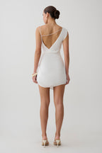 Lucile Cowl Drape Satin Mini Dress in White – Chic&Drifts
