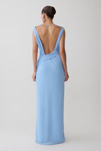 Marjorie Draped Back Chiffon Maxi Dress in Sky Blue – Chic&Drifts