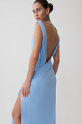 Marjorie Draped Back Chiffon Maxi Dress in Sky Blue – Chic&Drifts