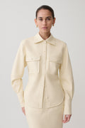 Winslet Faux Leather Shirt in Bone – Chic&Drifts