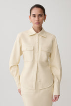 Winslet Faux Leather Shirt in Bone – Chic&Drifts