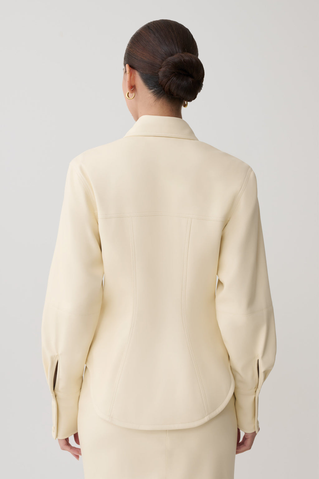 Winslet Faux Leather Shirt in Bone – Chic&Drifts