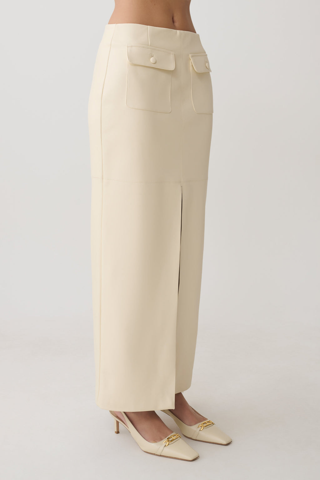 Winslet Faux Leather Maxi Skirt in Bone – Chic&Drifts