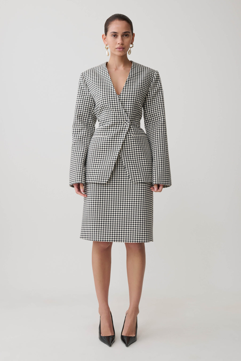 Amelie Tweed Midi Skirt in Houndstooth – Chic&Drifts