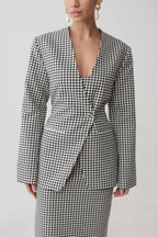 Darcie Drop Shoulder Suiting Blazer in Houndstooth – Chic&Drifts