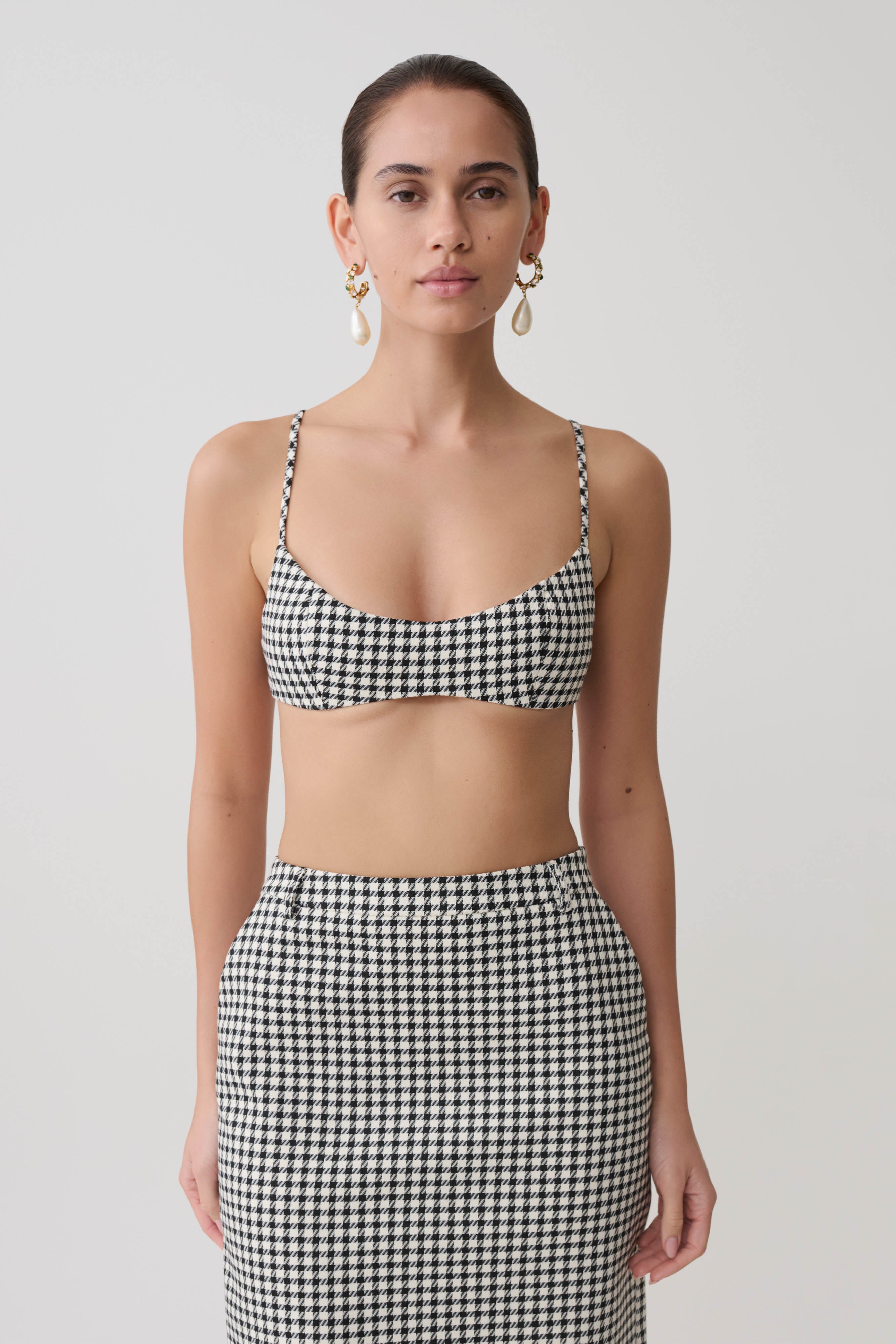 Amelie Tweed Bralette in Houndstooth – Chic&Drifts