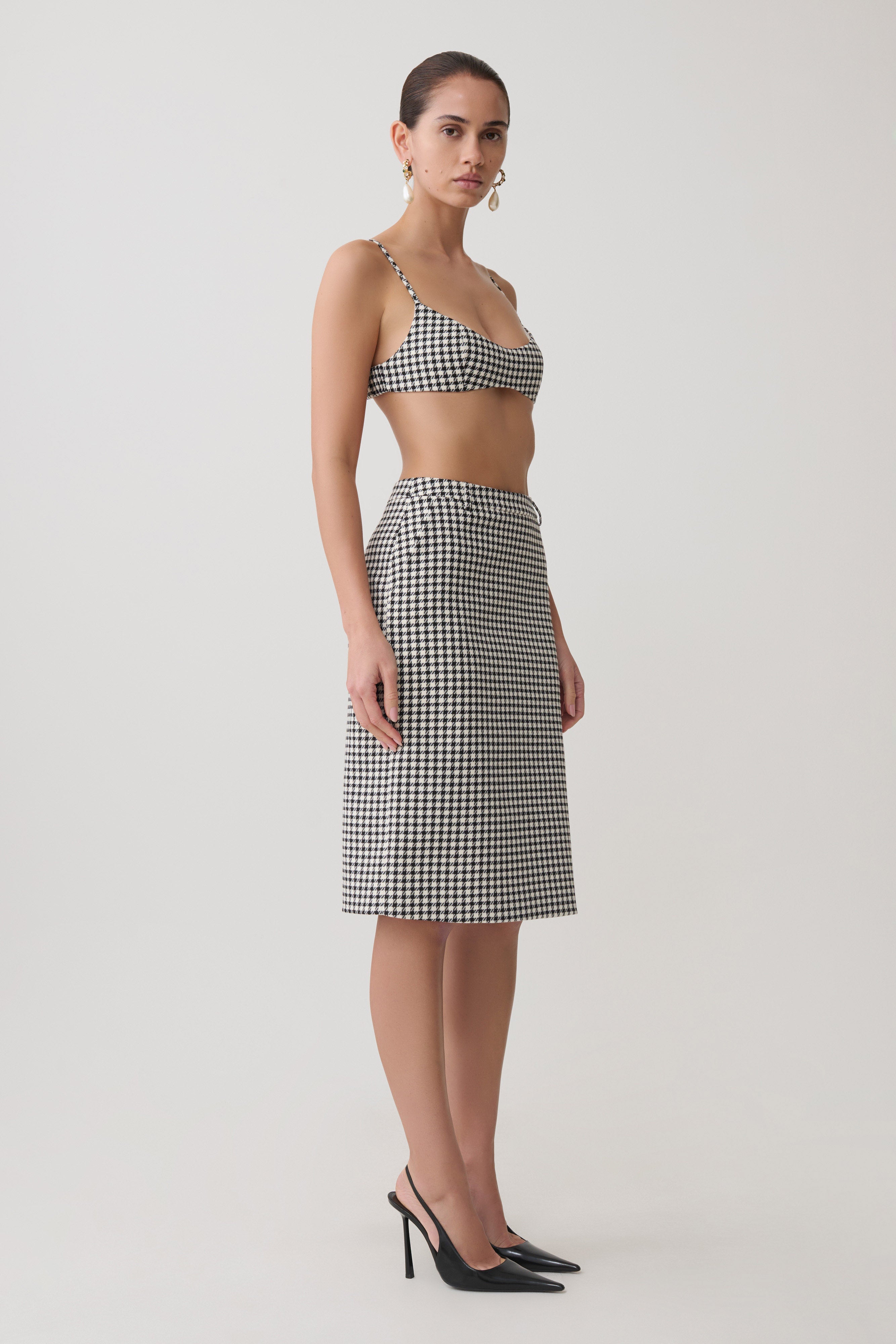 Amelie Tweed Midi Skirt in Houndstooth – Chic&Drifts