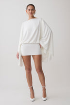 Jessy Draped Mini Dress in Ivory – Chic&Drifts