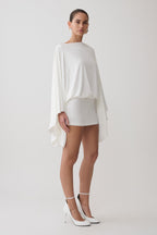 Jessy Draped Mini Dress in Ivory – Chic&Drifts