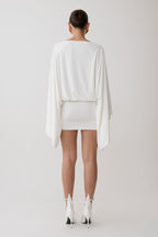 Jessy Draped Mini Dress in Ivory – Chic&Drifts