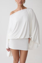 Jessy Draped Mini Dress in Ivory – Chic&Drifts