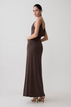 Joni Cowl Maxi Dress in Bitter Chocolate – Chic&Drifts