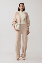 Blaine Knit Cuffed Wide Leg Trousers in Oat Marle – Chic&Drifts