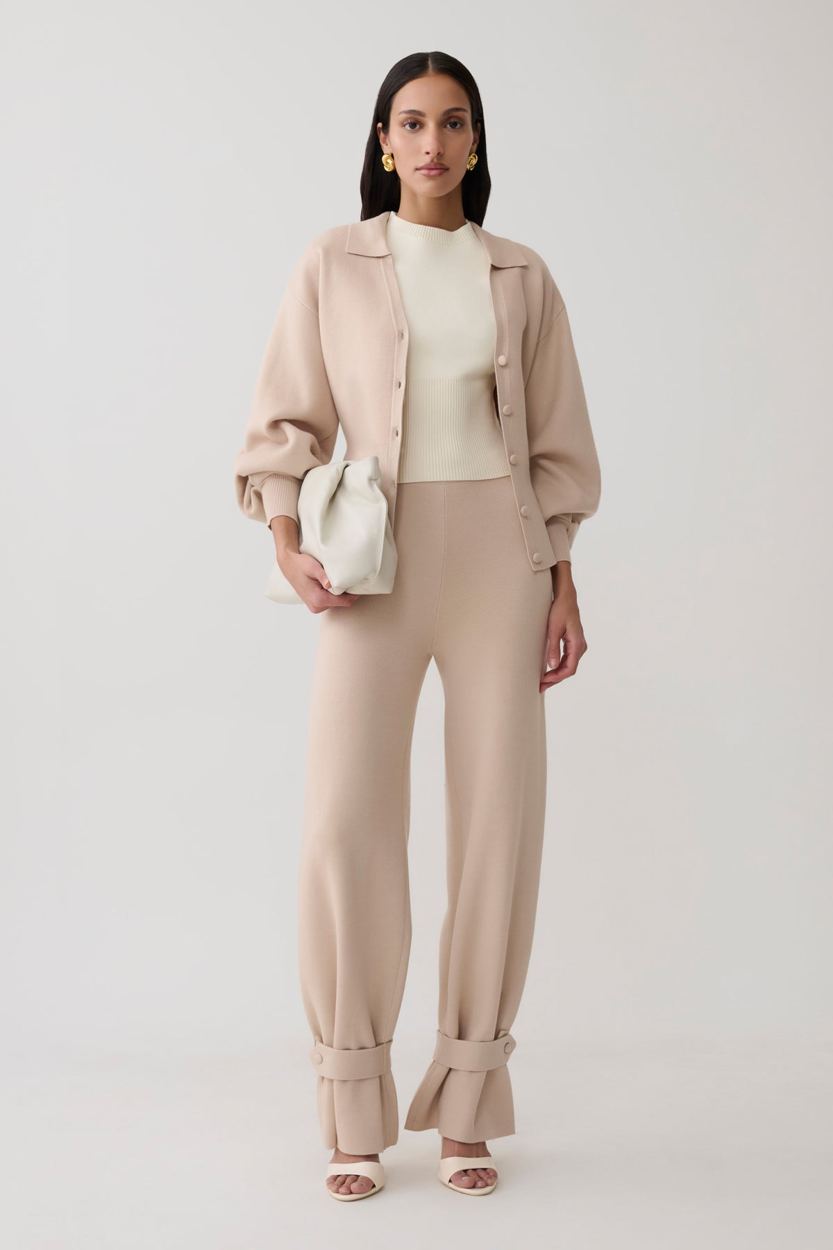 Blaine Knit Cuffed Wide Leg Trousers in Oat Marle – Chic&Drifts
