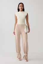 Blaine Knit Cuffed Wide Leg Trousers in Oat Marle – Chic&Drifts