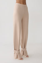 Blaine Knit Cuffed Wide Leg Trousers in Oat Marle – Chic&Drifts