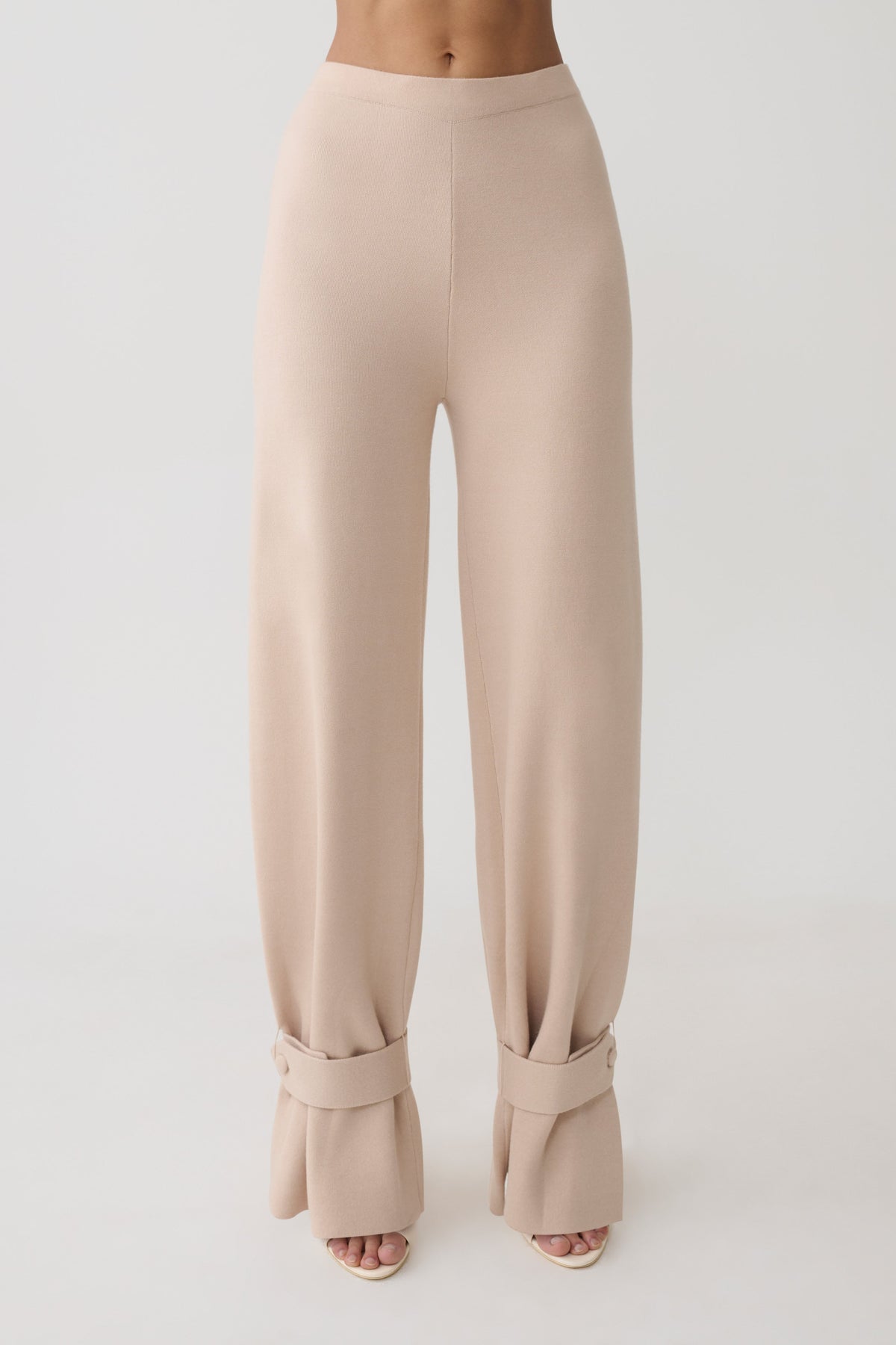 Blaine Knit Cuffed Wide Leg Trousers in Oat Marle – Chic&Drifts