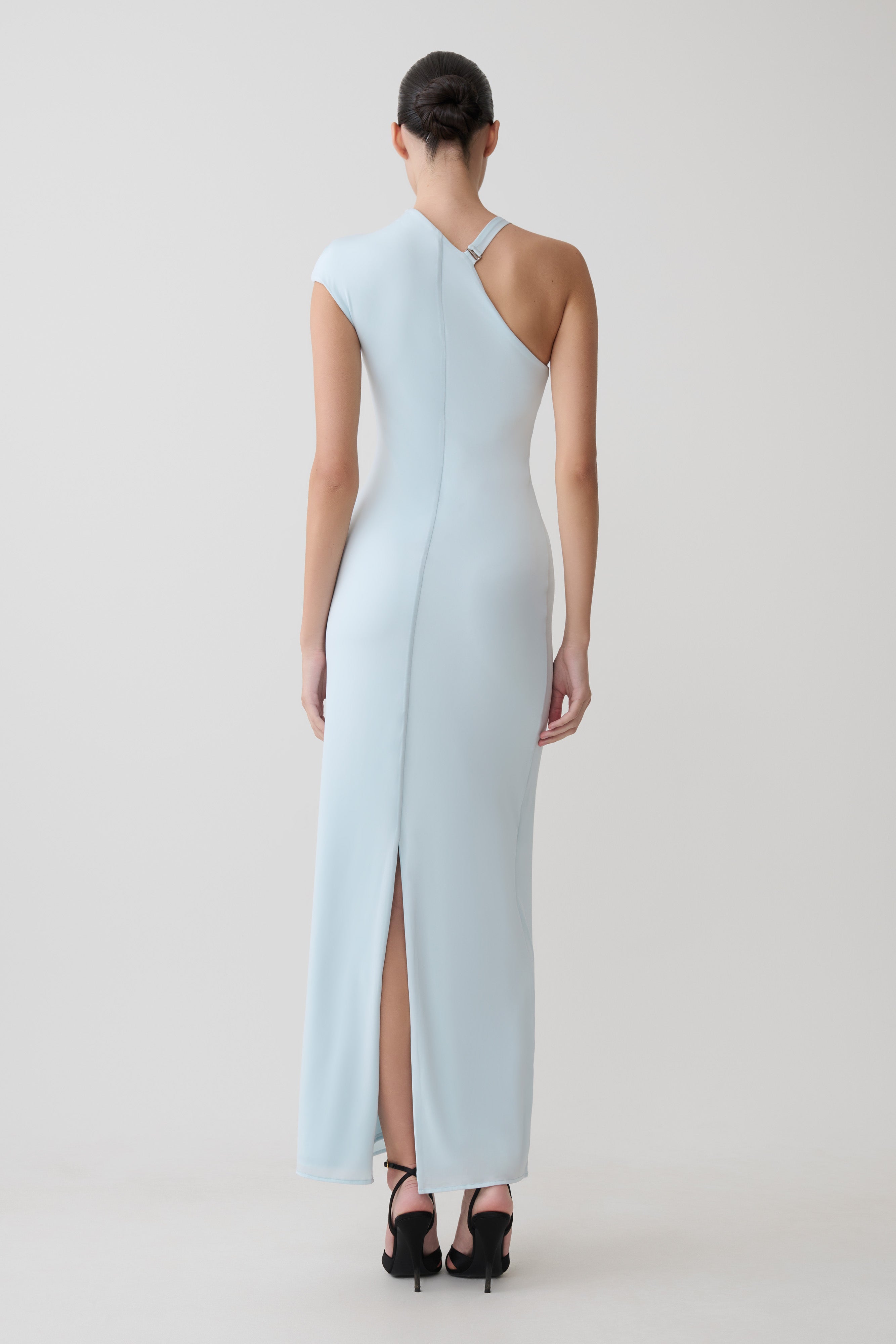 Oden Slinky Maxi Dress With Hardware in Sky Blue – Chic&Drifts