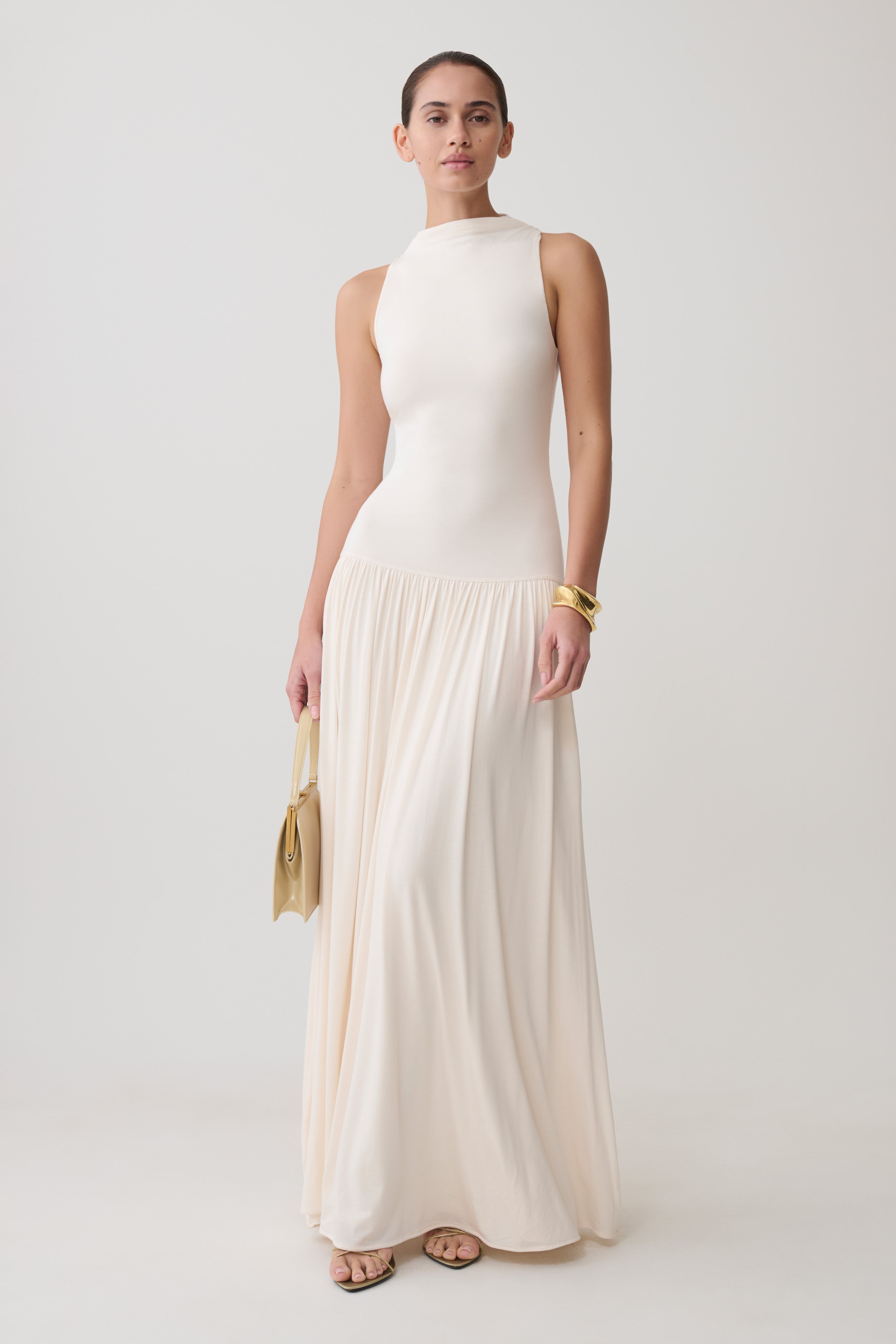 Zsela High Neck Modal Maxi Dress in Ivory – Chic&Drifts