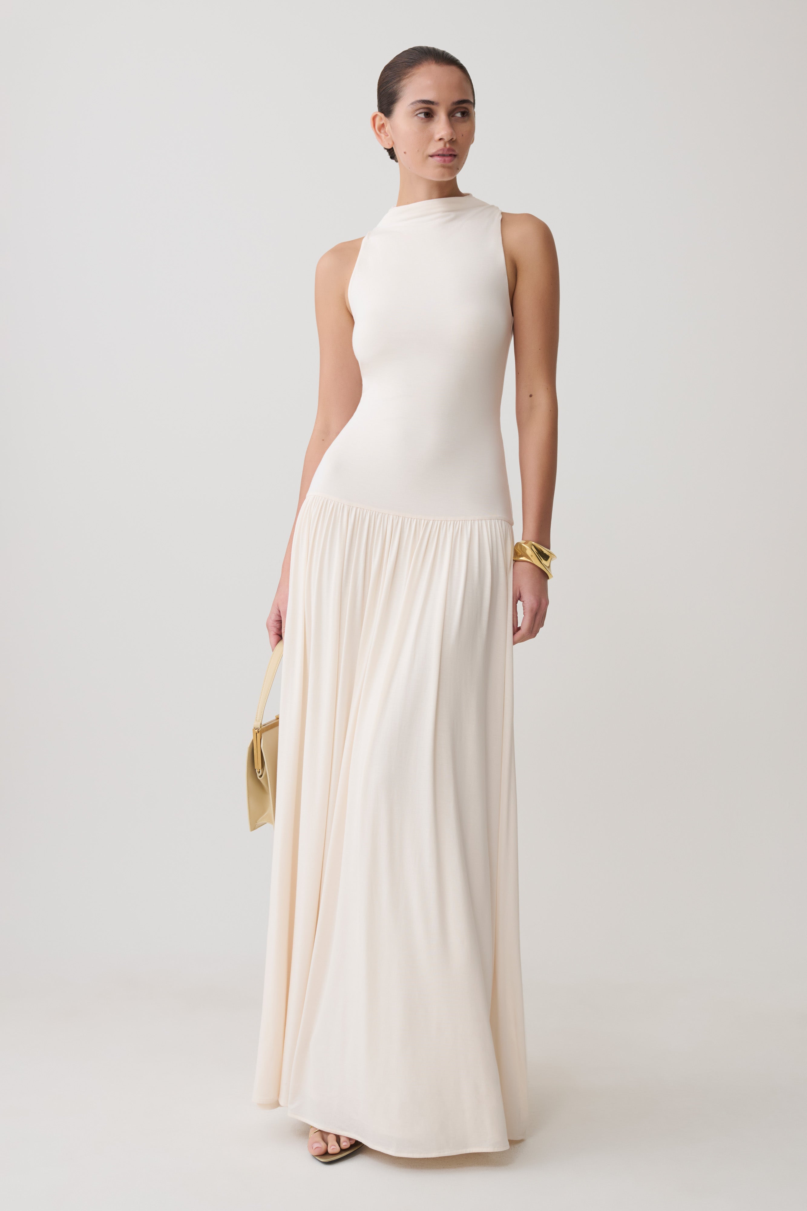 Zsela High Neck Modal Maxi Dress in Ivory – Chic&Drifts