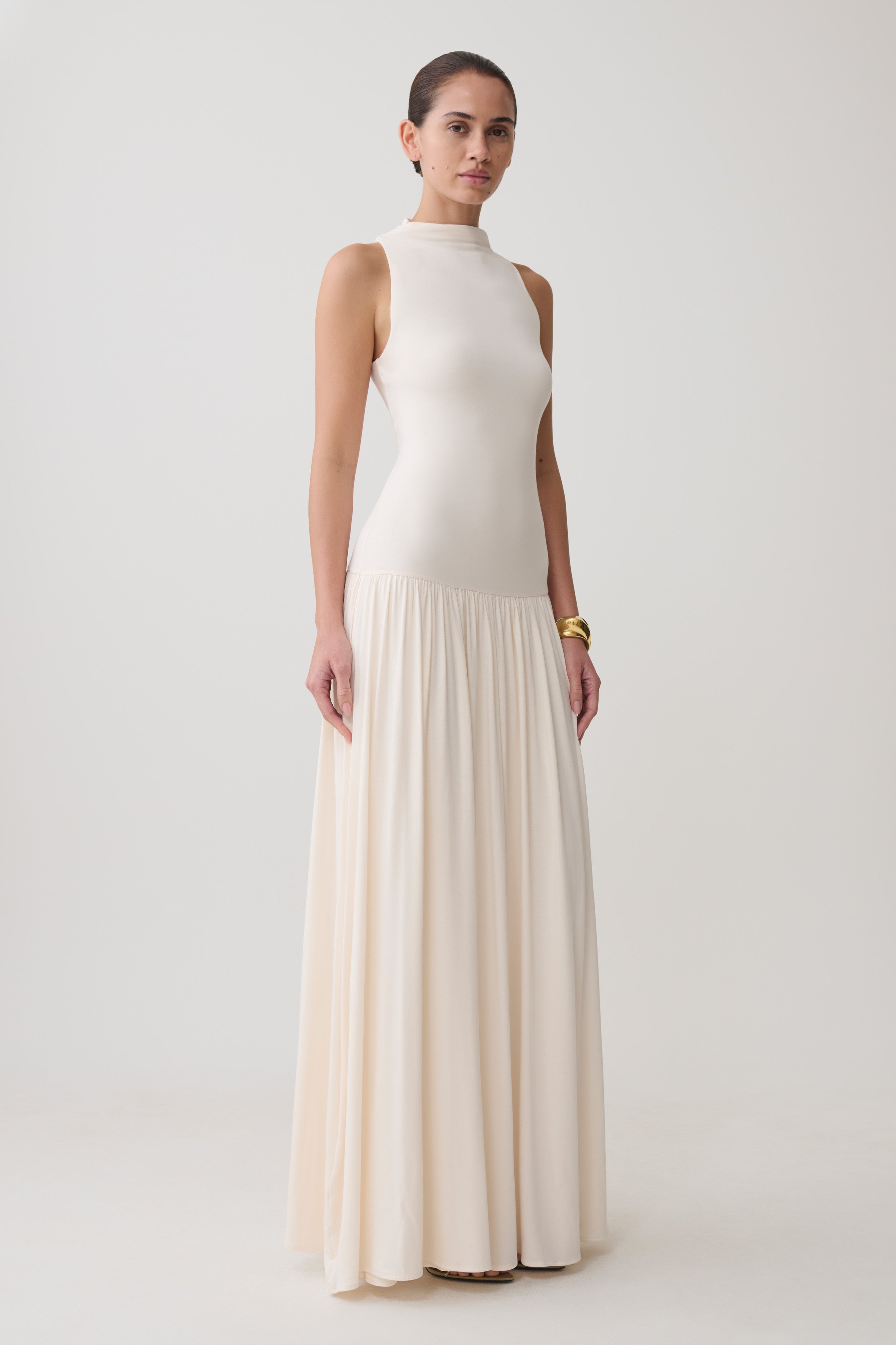 Zsela High Neck Modal Maxi Dress in Ivory – Chic&Drifts