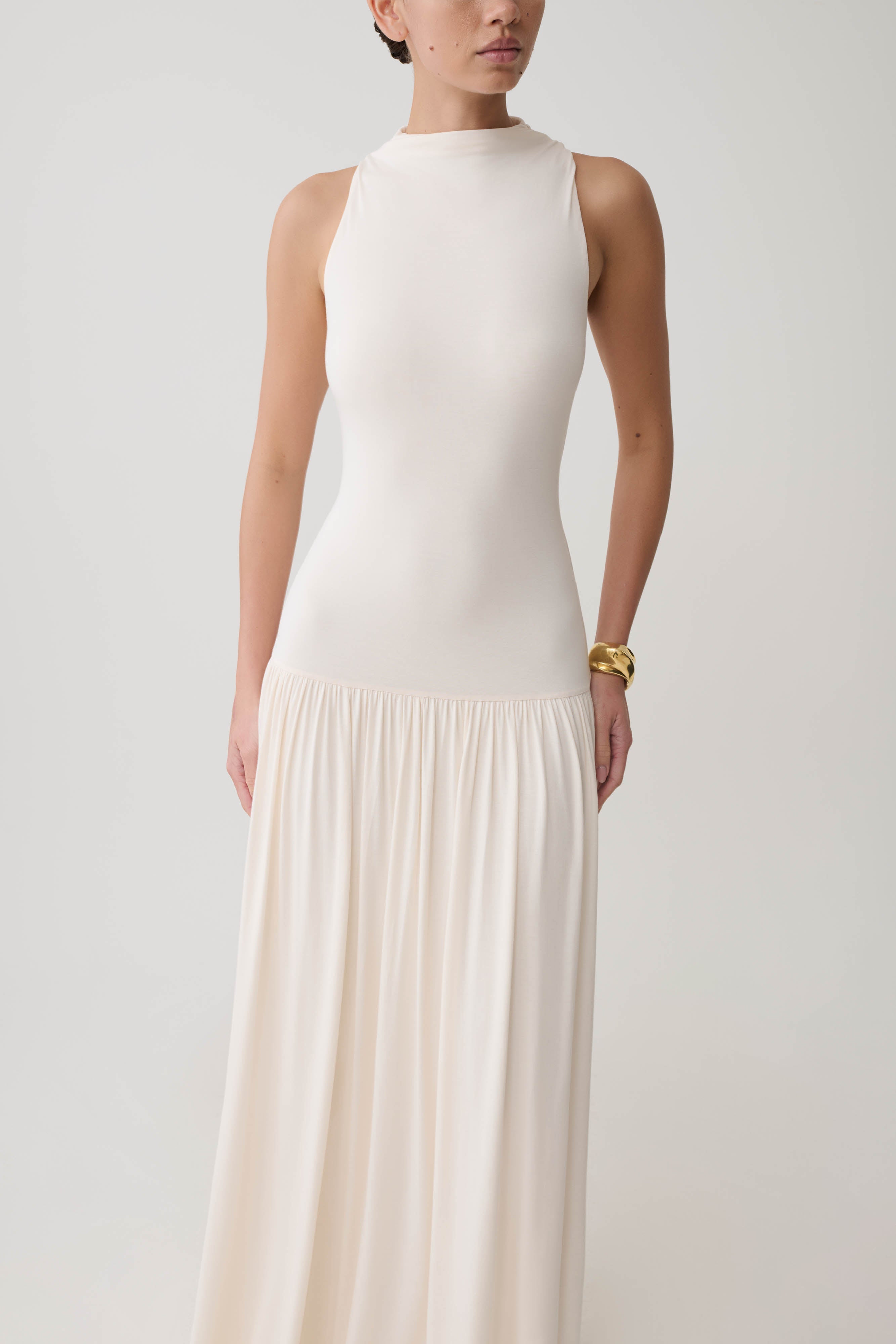 Zsela High Neck Modal Maxi Dress in Ivory – Chic&Drifts