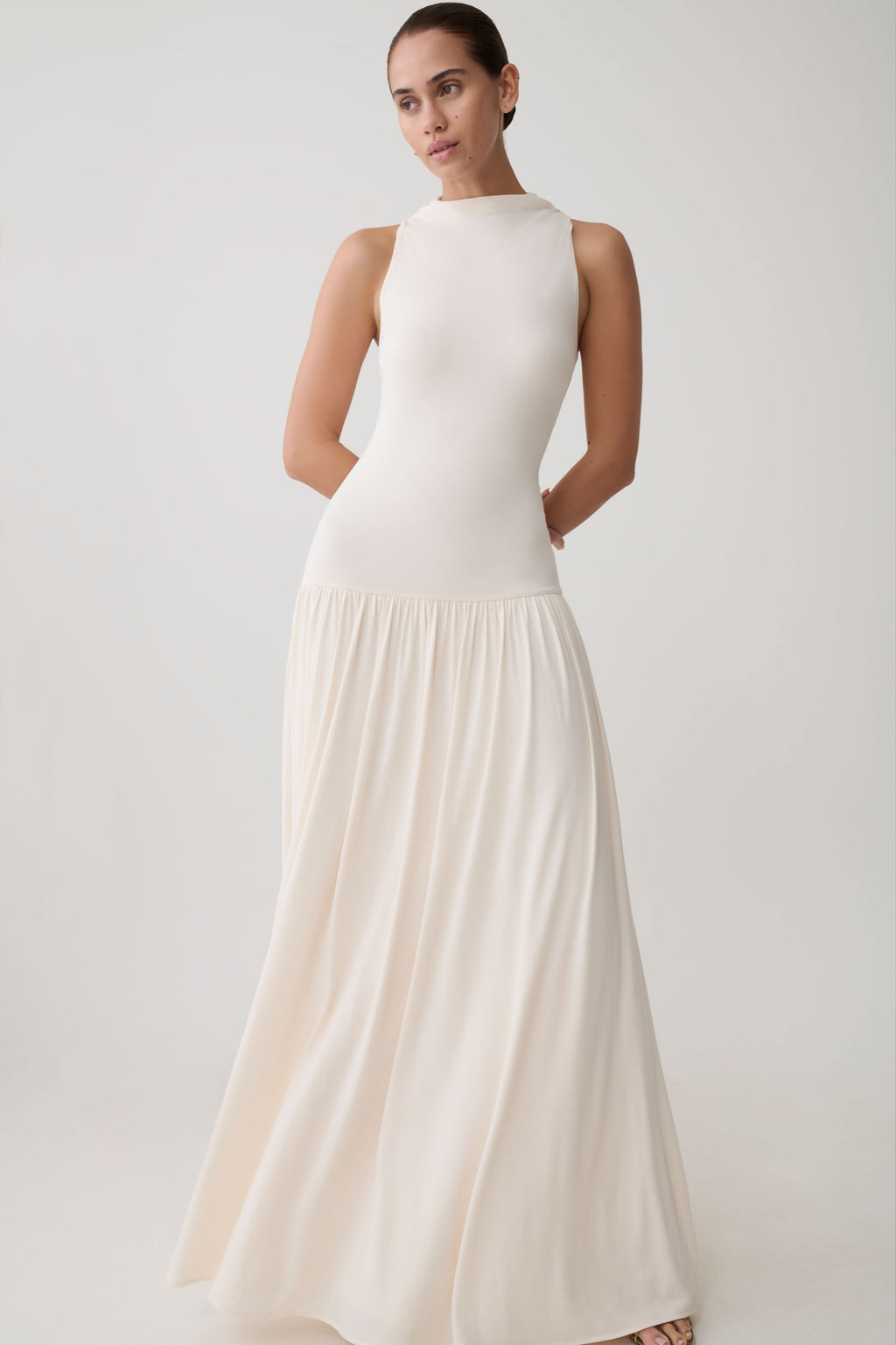 Zsela High Neck Modal Maxi Dress in Ivory – Chic&Drifts