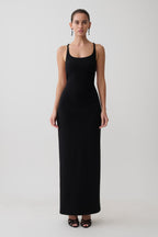 Julian Crepe Strapped Back Maxi Dress in Black – Chic&Drifts