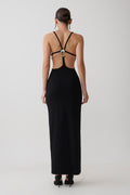 Julian Crepe Strapped Back Maxi Dress in Black – Chic&Drifts